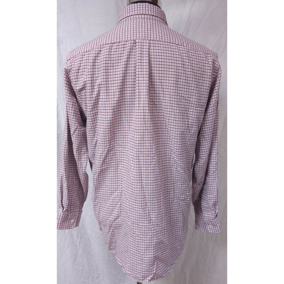 LL Bean Mens 16.5-33 Red Plaid Single Needle Tailoring Button Down Soft Shirt - Picture 7 of 10